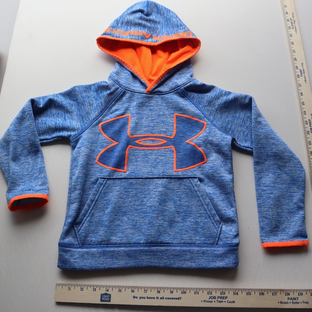 Under Armour Boy's Hoddie Heathered Blue Bright Orange YouthXS#121 RuvieT